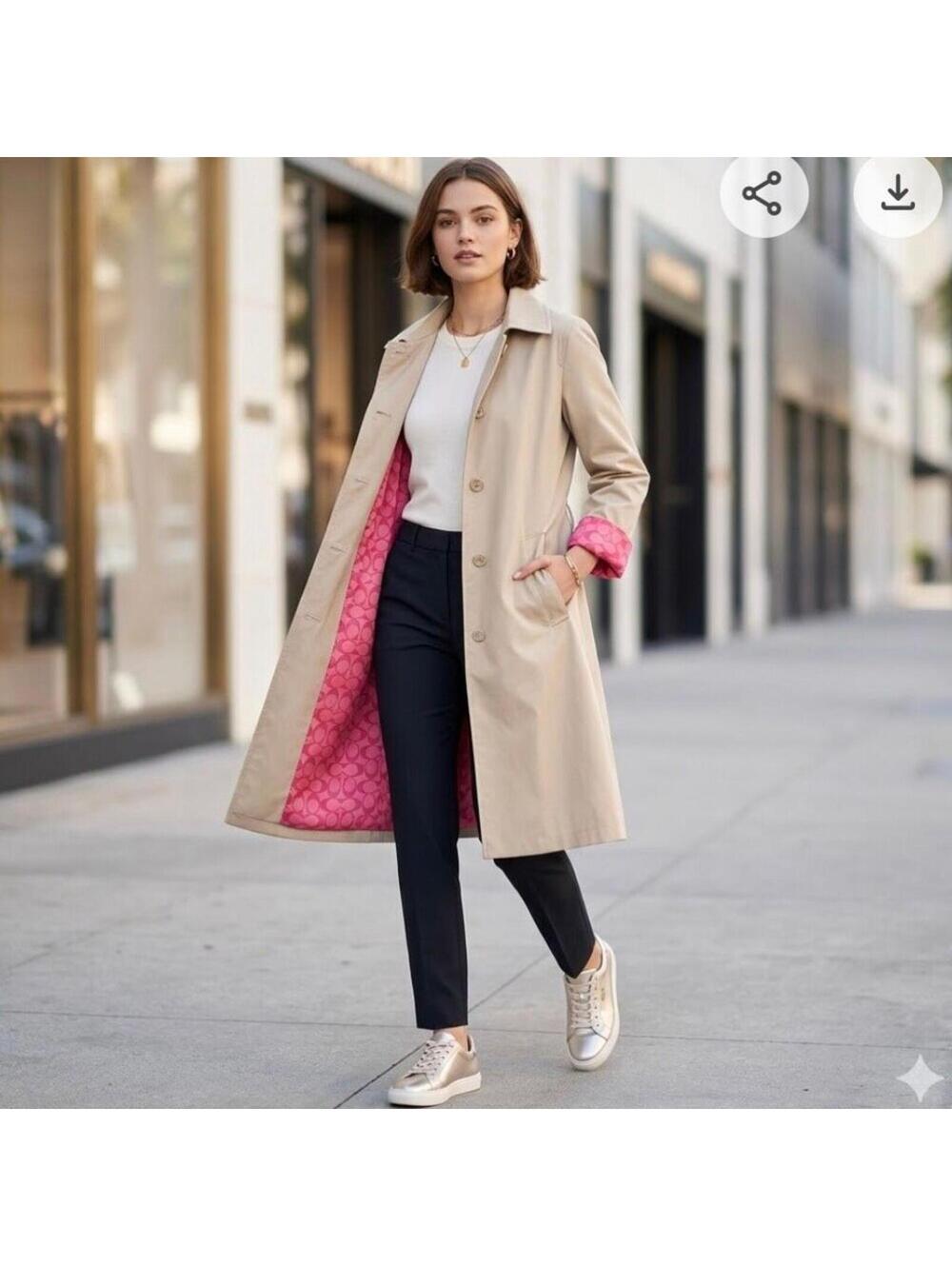 Coach monogram pink lining Mac classic trench coat modern heritage